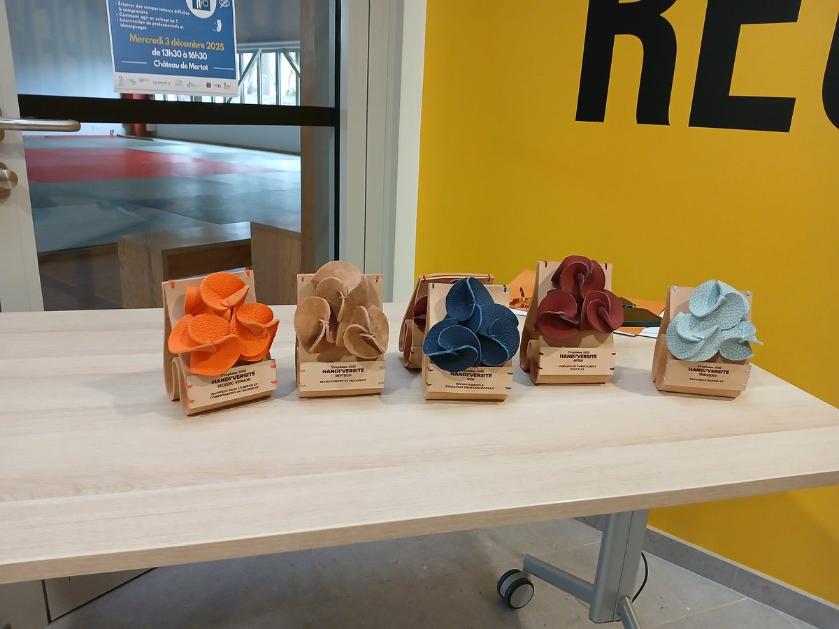 InciTAltuntas's tweet photo. Dans le cadre de la #SEEPH nous remettions hier à #valdereuil, les trophées des Handi'versité qui récompensent les entreprises les plus inclusives. Bravo à elles. Bravo et merci à nos équipes et à nos partenaires. Bravo à l'#Esat pour la réalisation des trophées https://t.co/jN3WqsQAE0