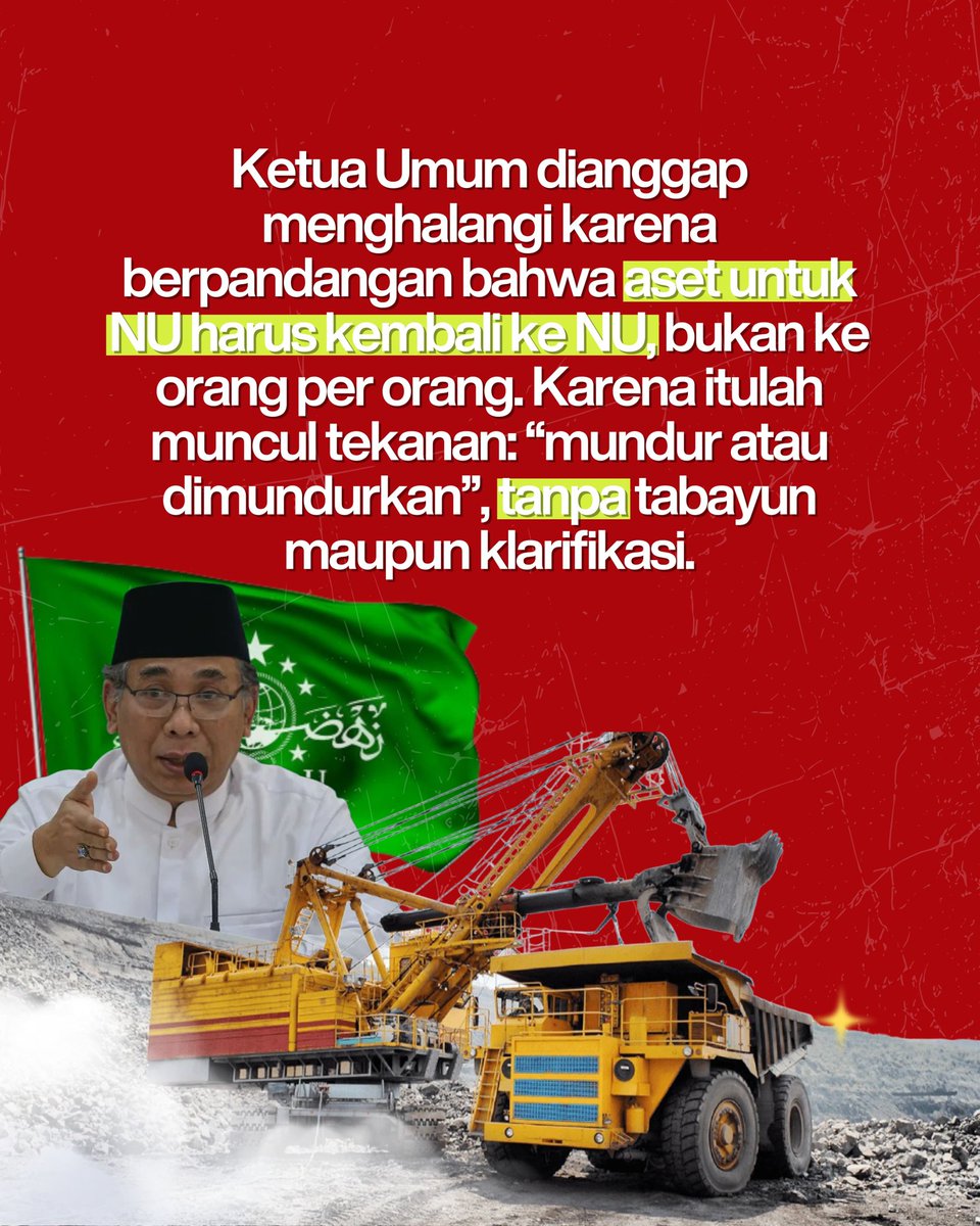 Lebih dari 50 SK PWNU–PCNU diduga ditahan Sekjen Saifullah Yusuf hingga struktur “mengikuti kemauannya”. Alasan administratif disebut hanya kedok. Sumber internal menuding akar konflik ada pada dugaan transaksi dana tambang yang membuat sejumlah pihak “terikat” kepentingan.