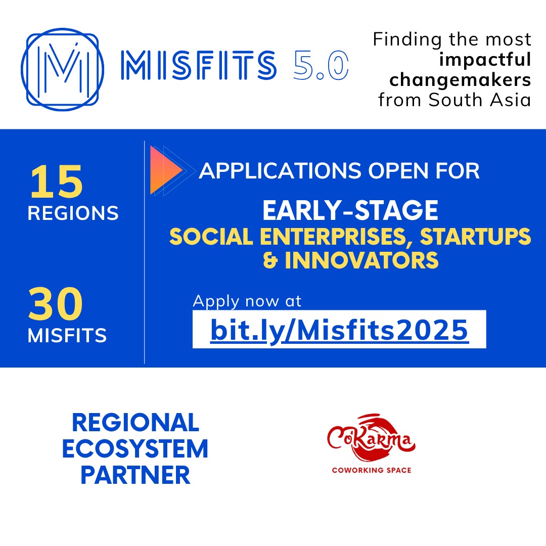 CoKarma X Misfits 5.0 🤝
We’re excited to empower the next wave of innovators as the Regional Ecosystem Partner.

Applications are now open for early stage startups social enterprises and innovators.

Apply here: bit.ly/Misfits2025