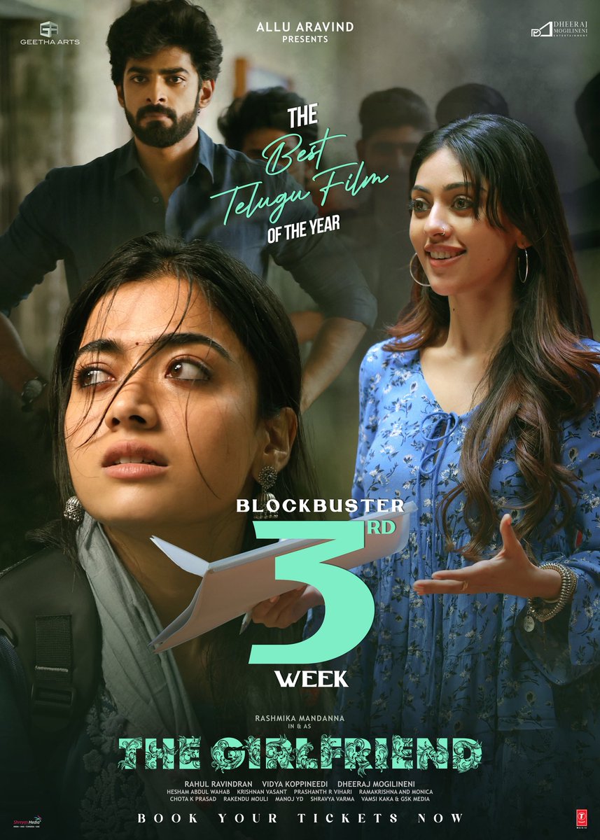 GeethaArts's tweet image. #TheGirlFriend continues to win hearts in its 3rd successful week ❤‍🔥

Book your tickets for THE BEST TELUGU FILM OF THE YEAR now!

🎟️ – linktr.ee/TheGirlFriendT…