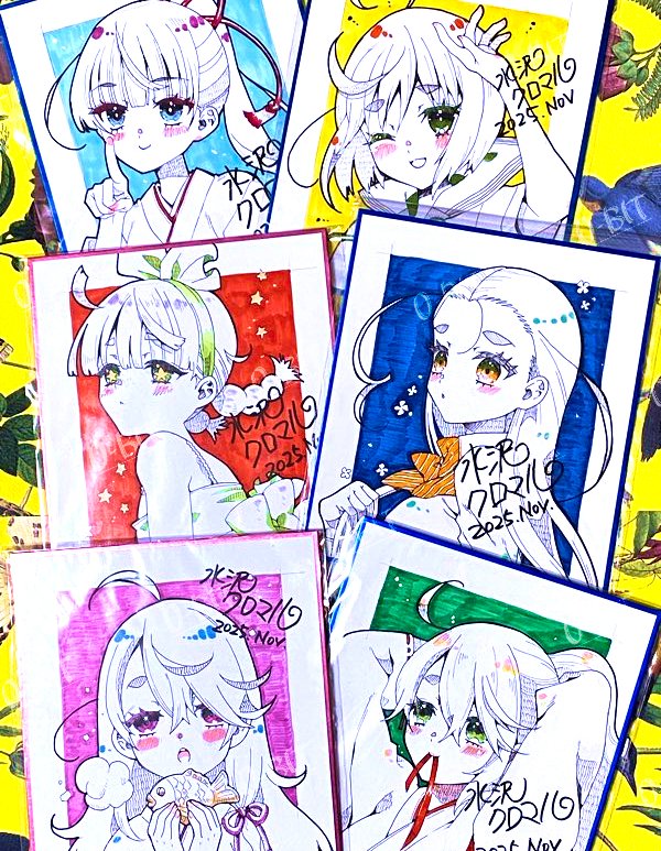 コミティア154 #COMITIA154 色紙です。今回は持ちキャラ縛りで、魚々子