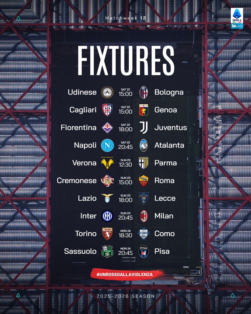 De volta ao futebol‼️ ⚽️🏆🇮🇹

 RODADA 12! 🔓