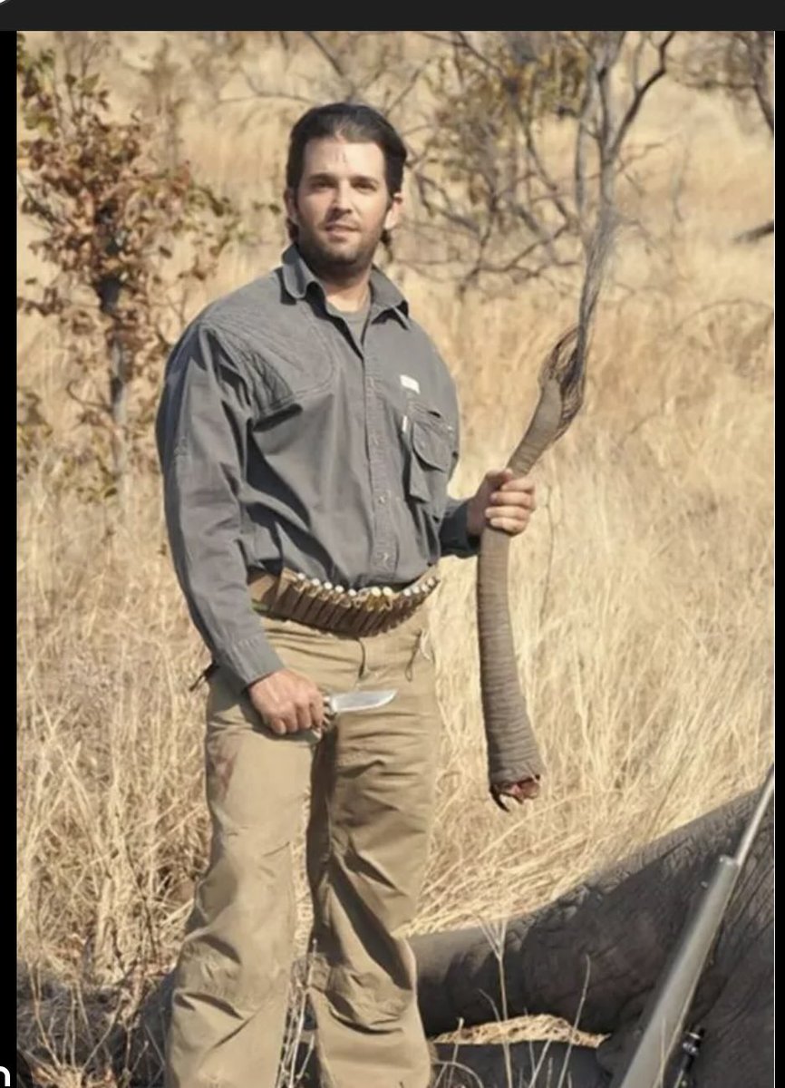 Don Jr with the tail of an elephant he killed.