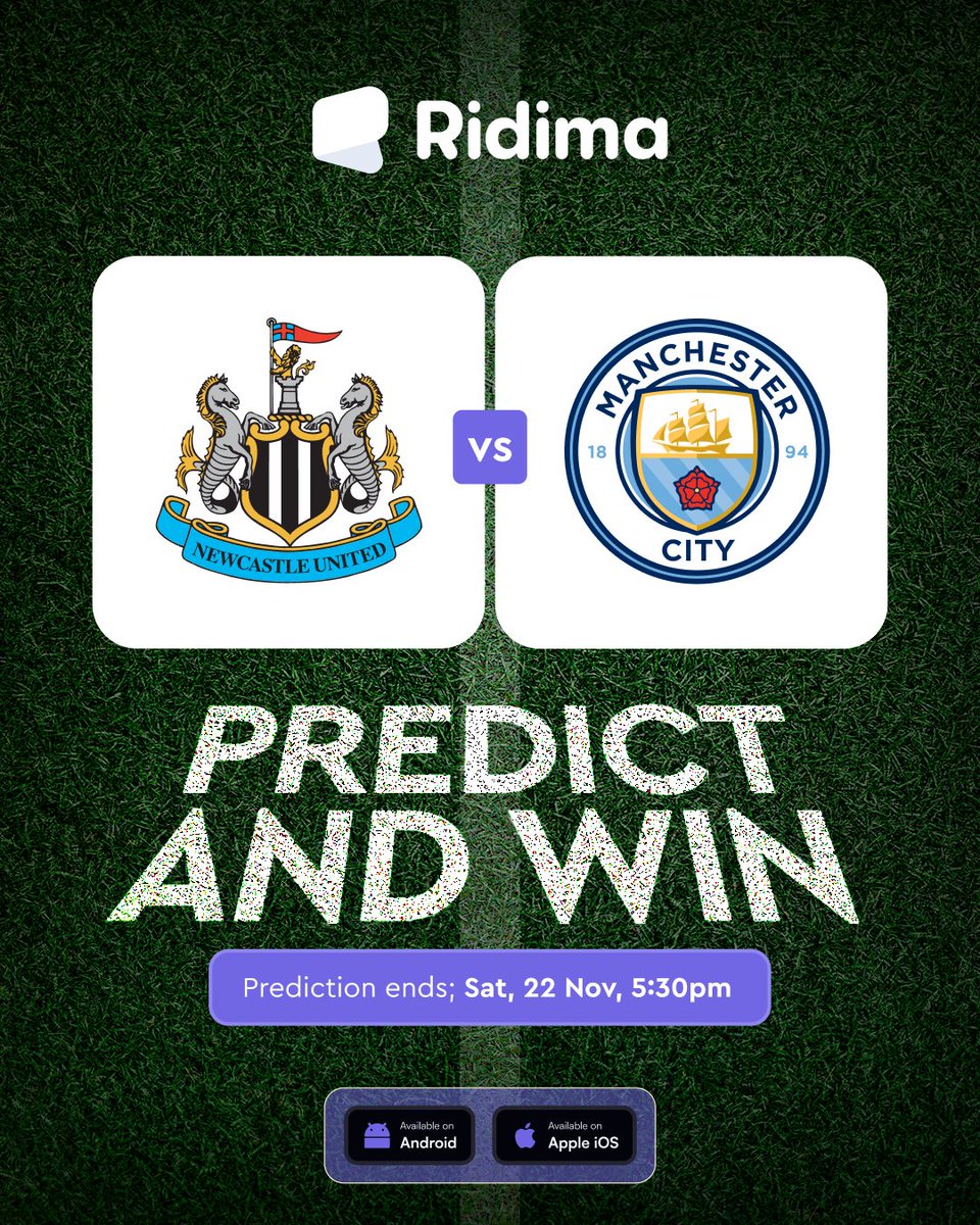 myridima's tweet image. 🚨 PREDICT &amp;amp; WIN 🚨

⚽ Newcastle Vs Manchester City 

Will randomly select 5 correct predictions to win ₦3,000 each!🔥

Rules: 
• Follow @myridima
• Retweet our pinned post!!
• Drop prediction score in the comment of this post 👇

Make sure to follow the rules!!!