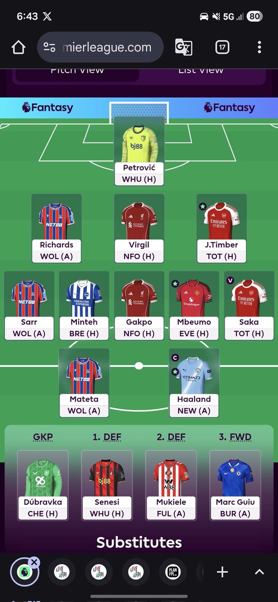 WC12
Haaland 👑

Was torn between Bruno + Munoz and Saka + Richards. Went with Saka in the end to protect due to the ownership. On hindsight, with FH13 in mind, maybe should have stuck with Bruno. 😆 

Good luck to everyone and the comeback starts now! 🙏

#FPL #FPLCommunity