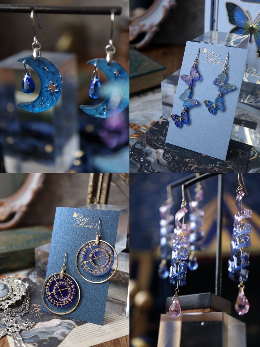 #三連休はフォロワーさんが増えるらしい

透明なアクリル板に自らの手で着彩し、レーザー彫刻＆カットして生まれるパーツを使ってアクセサリーに仕立てています✨

最近は右下のような熱による曲げ加工にも挑戦中💪