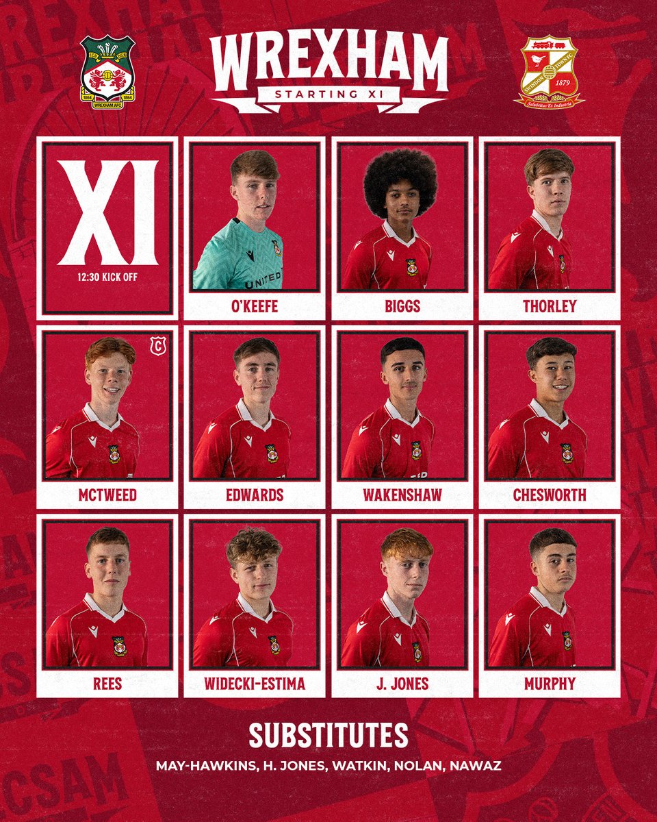 Academy_WAFC's tweet photo. Your Under-18s XI for today’s tie against Swindon Town in the PDL Cup!

🔴⚪ #WxmAFC https://t.co/FsN4ZvHE10
