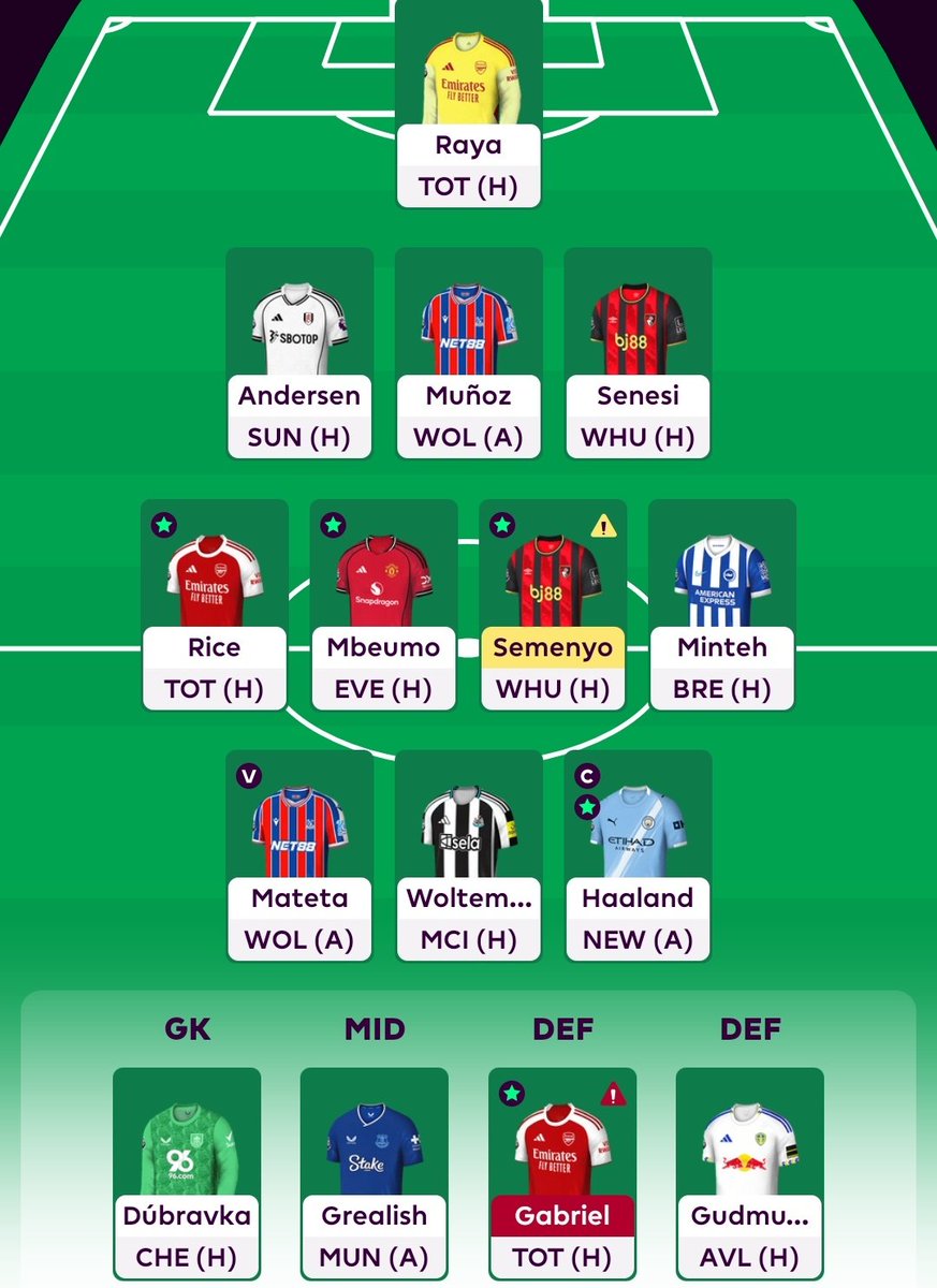 #GW12 Team 🔒
Reijnders ➡️ Minteh
©️HAALAND 🦾🇳🇴
🌍 OR: 1.3 M
#FPL | #FPLCommunity