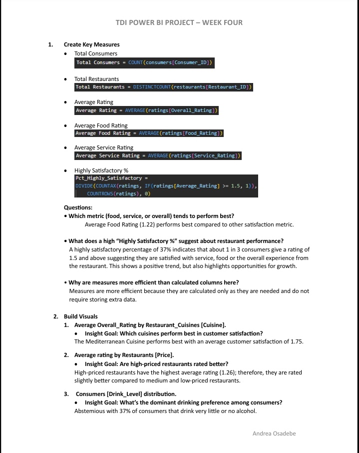 ms_candrea's tweet image. This week, the focus was on crafting a compelling data story through an interactive dashboard, highlighting key metrics and visualizations that drive actionable insights into customer satisfaction across a chain of restaurants.
@PowerBI 
#TDI #PowerBI #DataTransformation