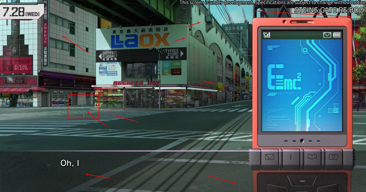 WhereEroge's tweet photo. Since I've seen nobody talk about it, I'll go ahead. I can't ignore all these lines in the screenshots and in the video.

What is happening... It's like the world can't hold itself together. Reality is full of glitches.

The moment Okabe sends that DMail everything will crash... https://t.co/gfJFG8HSF1