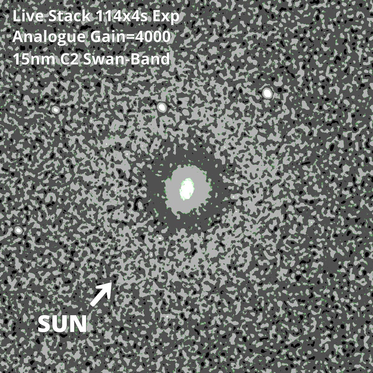 RedCollie1's tweet image. A new image of 3I/ATLAS was taken on Nov 21 by &quot;Dobsonian Power&quot;. It shows a central core which is ELONGATED like an OVAL, while the gaseous coma outside is close to CIRCULAR as a &quot;control&quot;. 
We cannot see either a &quot;tail&quot; or an anti-tail, using his small telescope. Personally I…