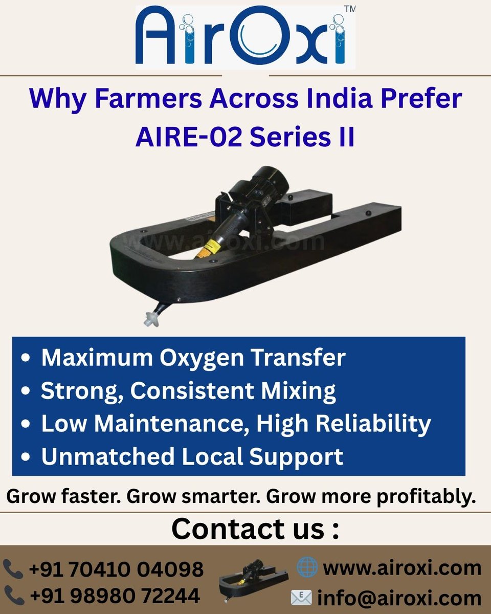 airoxitube's tweet image. Why Farmers Across India Prefer AIRE-02 Series II
#growoutponds #nurseries #oxygenconcentrator #diffuser #AIRE02 
To know more call us at:
+91 – 9652122060
Email: marketing.airoxitube@gmail.com
info@airoxi.com
buy.airoxi.com