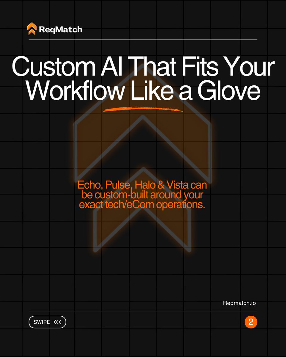 ReqMatchio's tweet image. One-size-fits-all automation doesn’t work.
Your business needs custom AI.
We tailor Echo, Pulse, Halo &amp;amp; Vista to your exact workflows -
acquisition → nurturing → conversion → support → insights.
Built for tech &amp;amp; eCom in SG + UAE.

#AIAutomation #CustomAI #TechOps #Ecommerce