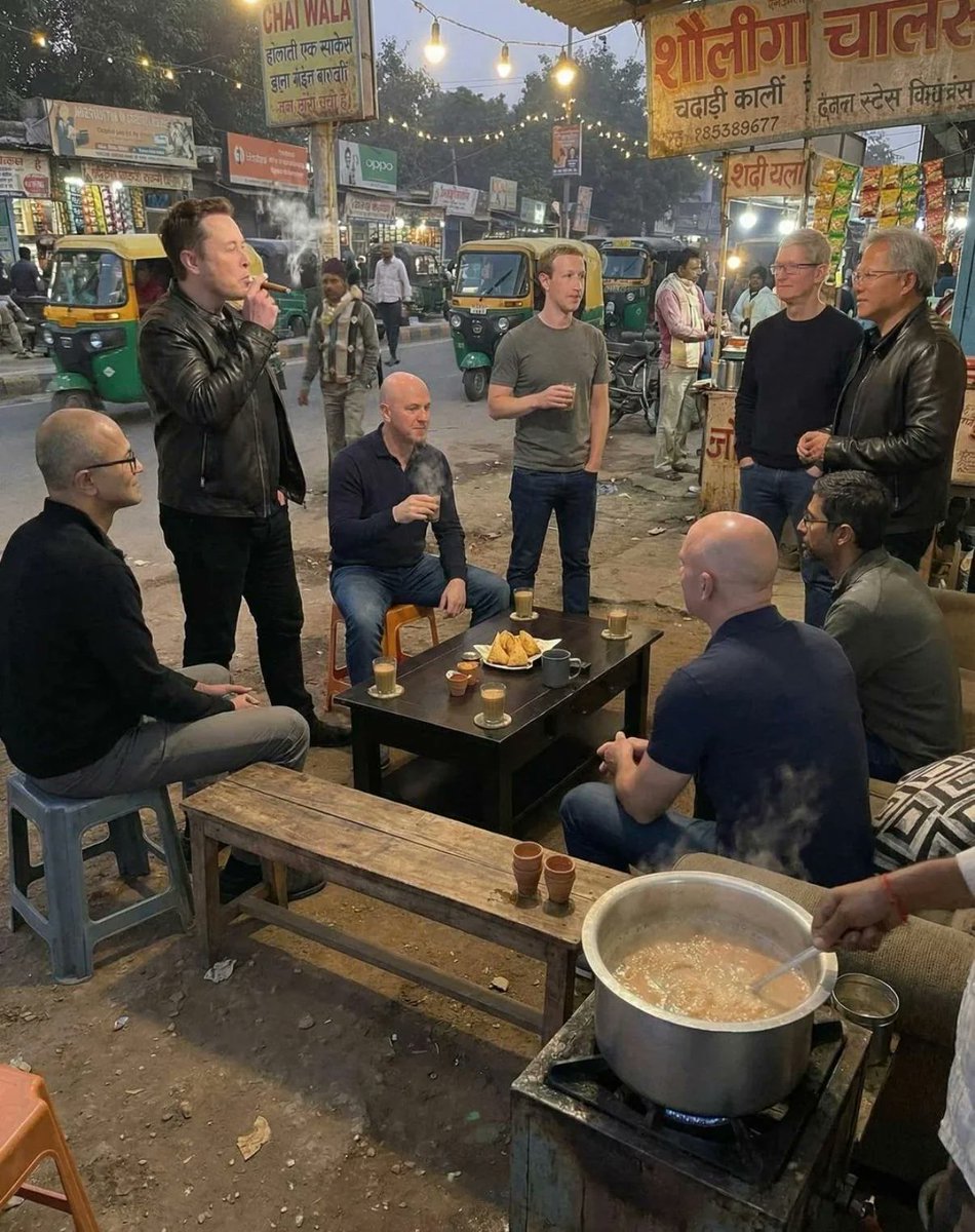 sharmajichambal's tweet image. The discussion is going on at tea stalls in India as well. 😜😅

#AI #Image