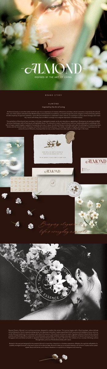 Royaldstudio's tweet image. Final designs for ALMOND — a refined floral-boutique identity crafted with elegance, softness, and a timeless visual language. The concept brought to life. 🌸✨

التصاميم النهائية لـ ALMOND — هوية بوتيك ورد راقية تجمع بين النعومة والأناقة وبصمة بصرية خالدة. الفكرة أصبحت واقعاً!