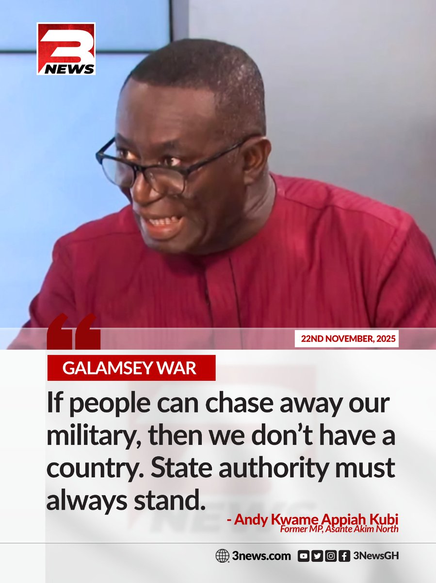 tv3_ghana's tweet image. Former MP Andy Kwame Appiah Kubi has stated that if citizens can chase away the military, then the country&apos;s sovereignty is at risk, and state authority must always be upheld.

#TheKeyPoints #TV3GH