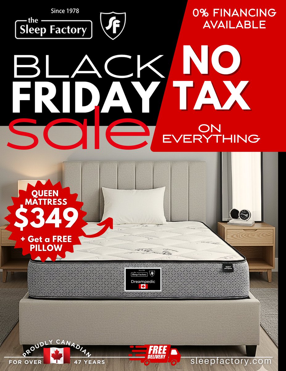 3.2.1….go!!
Shop our Black Friday No Tax Sale on everything !
Plus get a FREE GIFT with select mattress brands.