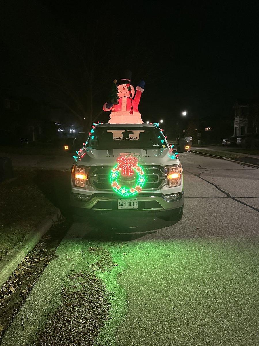 STAY FROSTY! ⛄️Our St. John Ambulance <a href="/SJA_York/">SJA York Region</a> Simcoe Muskoka's FLOAT ready for tonight's AURORA's 🎅✨ "Santa Under The Stars Parade" NOV.22 <a href="/Town_of_Aurora/">Town of Aurora</a>. Lots of Public First Aid Events requiring our Ambulances this weekend so using our F150 Hybrid instead with our Cadets.