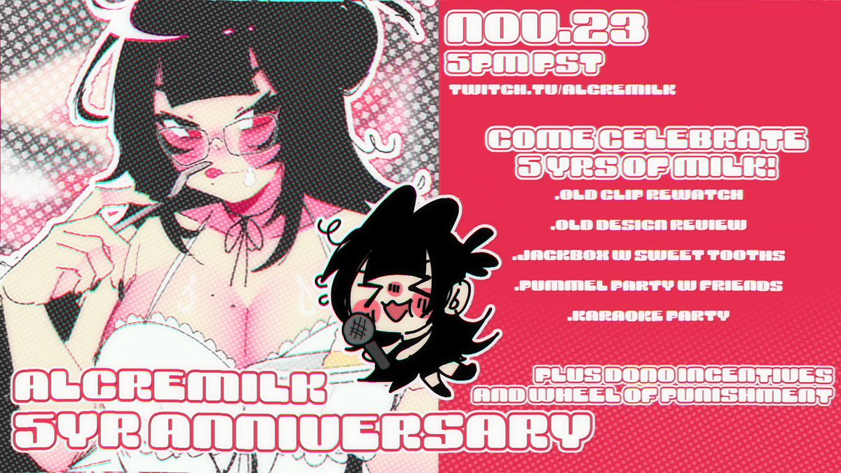 alcremilk's tweet image. ✦ 5YR CELEBRATION ✦

Come celebrate my 5 year anniversary with me! ❤️‍🩹
So much fun activities and surprises planned!
I can&apos;t wait to spend the day with my lovely sweet tooths.
If it wasn&apos;t for you, this wouldn&apos;t be possible. 💕

⌦ twitch.tv/alcremilk