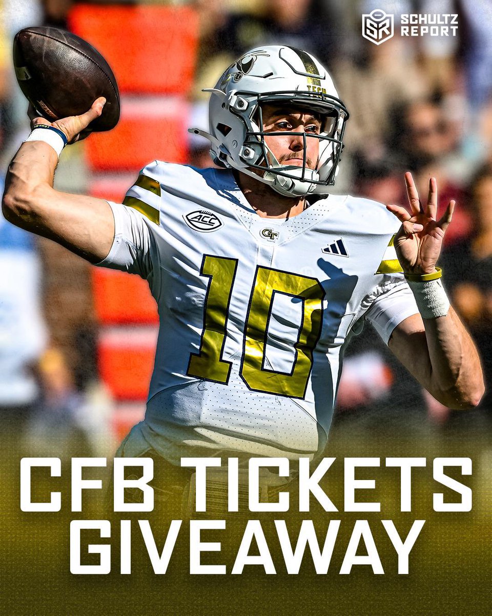 🔥 CFB Tickets Giveaway! 🔥

I'm giving away regular season game tickets of your choice for every TD (passing/rushing) Georgia Tech star QB Haynes King has vs Pitt.

Rules:
1. Follow <a href="/Schultz_Report/">Jordan Schultz</a> 
2. Like this post 
3. Reply with your team