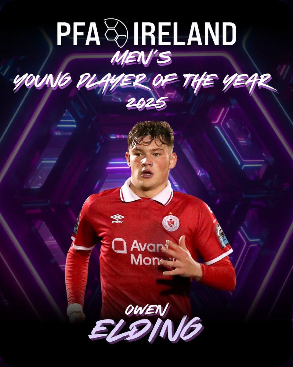 We are excited to announce the PFA Ireland Men’s Young Player of the Year, 2025, Owen Elding! 

Well done Owen, on this incredible achievement! 🙌

#PFAIawards25 #LOI