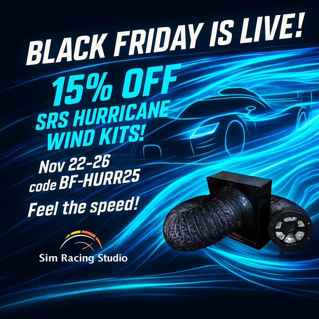 simracingstudio's tweet photo. BLACK FRIDAY IS LIVE! 15% OFF SRS Hurricane Wind Kits! Nov 22–26 with code BF-HURR25. Feel the speed!
https://t.co/9R5HedFesr
 #feelthegame #simracingstudio #SimRacing #BlackFriday https://t.co/LTw4WXVbvg