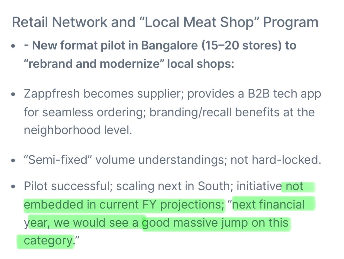 𝐃𝐒𝐌 𝐅𝐫𝐞𝐬𝐡 𝐅𝐨𝐨𝐝𝐬 (𝐙𝐚𝐩𝐩𝐟𝐫𝐞𝐬𝐡) - Concall Update

Revenue ambition of 1000 Crore🔥

Key takeaways:

F͟i͟n͟a͟n͟c͟i͟a͟l͟s͟:͟

1. 𝐇𝟐 𝐭𝐨 𝐛𝐞 𝐦𝐮𝐜𝐡 𝐬𝐭𝐫𝐨𝐧𝐠𝐞𝐫 𝐭𝐡𝐚𝐧 𝐇𝟏 (as H1 sees festivals like Navratra, Shraddh, etc)

2. Margin improvement due to