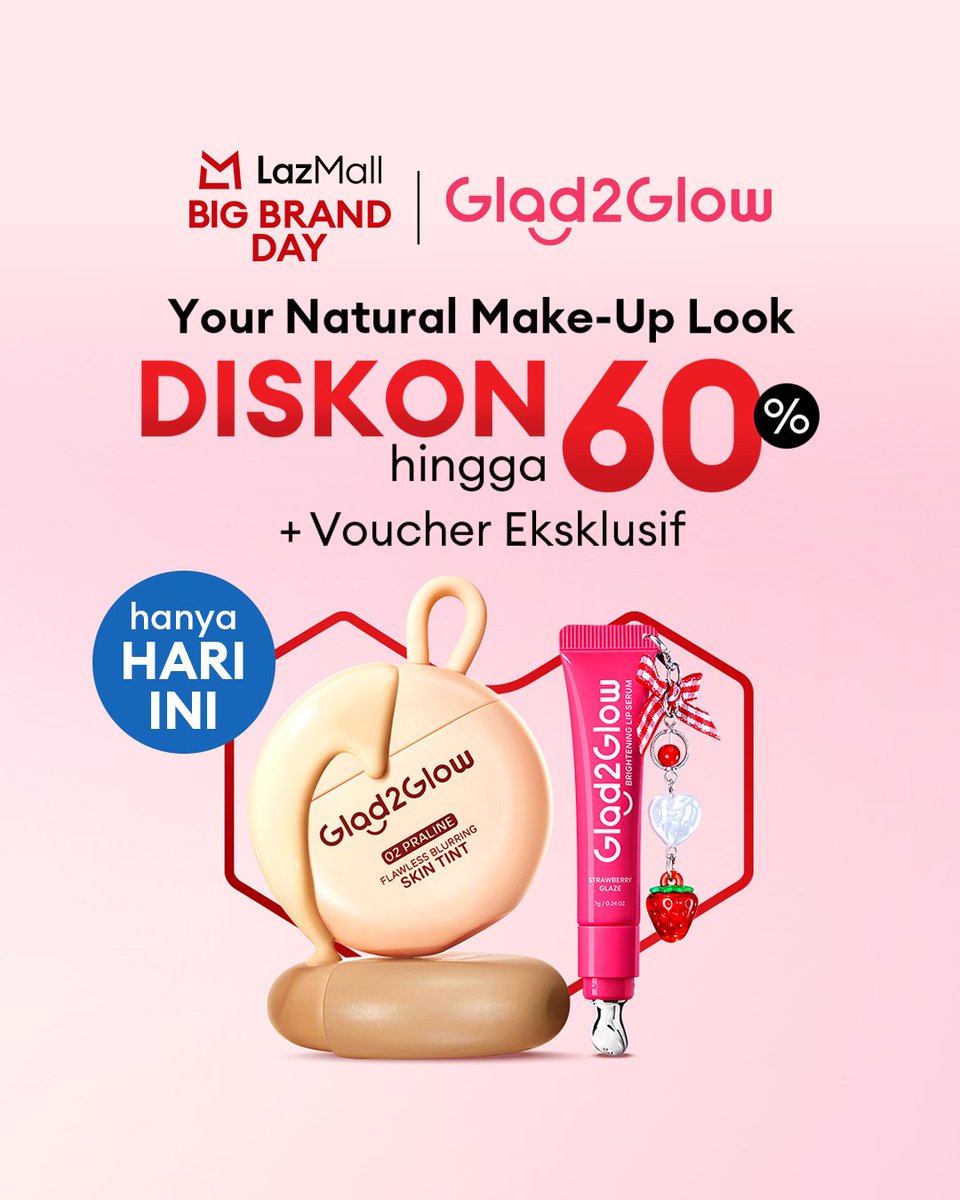 Pantes weekend kali ini aku merasa cantik... Ternyata karena Glad2Glow yang kesempatan beli makeup mursidah >> lzd.co/3Xdlrkm 💗