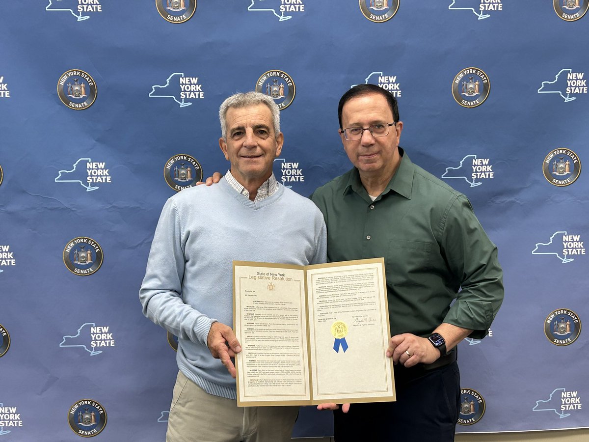 It was a pleasure to recognize Perry Nizzi, who recently retired as head coach of the <a href="/HamiltonCollege/">Hamilton College</a> men's soccer team and as a physical education instructor. Perry has had an impressive, distinguished and respected career and has made an impact on the whole region.