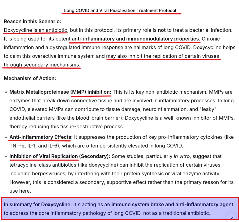 SillyPutty78's tweet image. Did you know doxycycline did this? I&apos;ve been prescribed it 100mg, 2x/day for long covid &amp;amp; EBV/herpes reactivation.