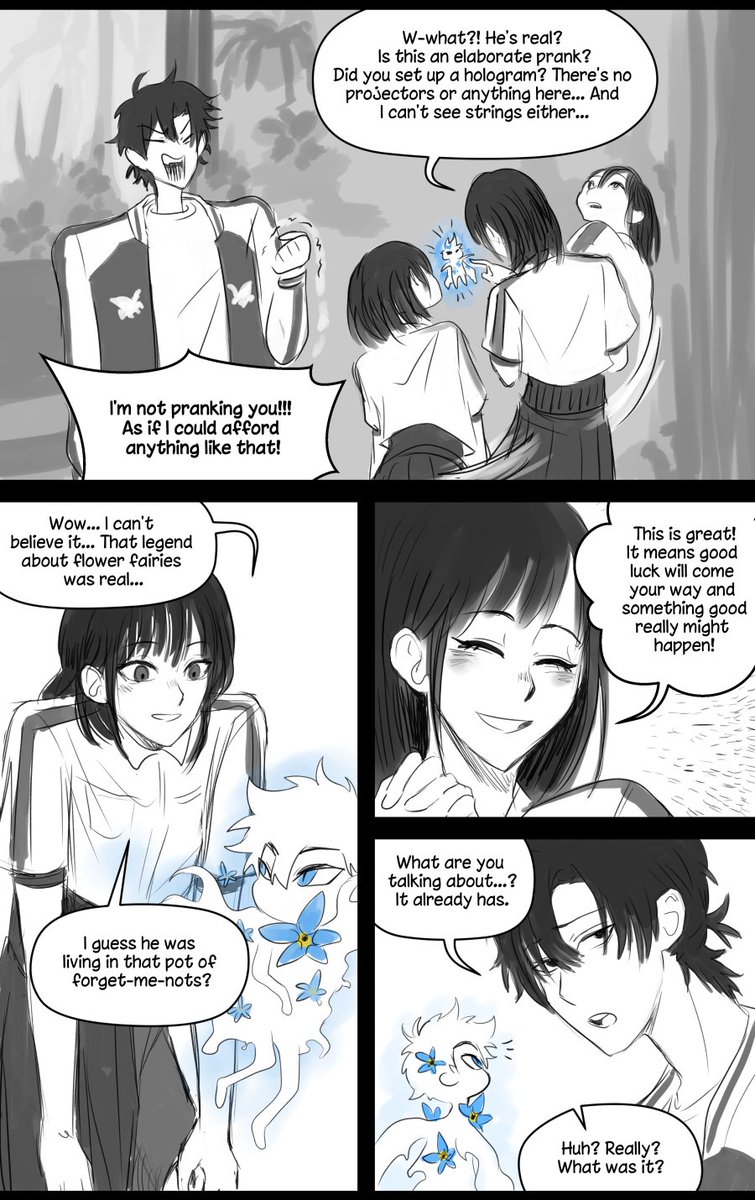 z3tina's tweet image. Flower-fairy Lu Guang getting introduced to Qiao Ling. She thought Xiaoshi made up a friend cuz he was lonely to the point of delulu. #LinkClick