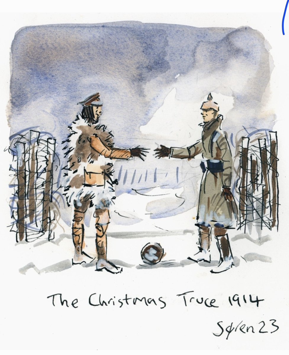 NJanagill's tweet image. #christmastruce #flandersfields #Ypres
#pen&amp;amp;ink #watercolour
#illustrationart #comicart #sacrifice
#dadsarmy #history 
art &amp;amp; illustrations direct from a artist that has previously exhibited at the Royal Academy sorenstudio.etsy.com/listing/161159…