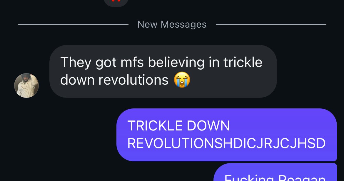 Trickle down revolutions is such a perfect way to describe how Americans genuinely think they can vote fascism away