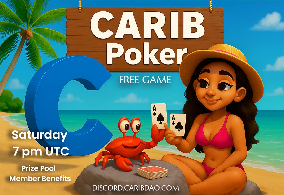 Another week, 
another Poker Game!

<a href="/CaribDAO/">CARIB DAO</a> community is inviting u to play with us 😌

👉🏻 Join Discord:
discord.gg/THEJagjWe

👉🏻Show ur best hands 

👉🏻 kill <a href="/SouroviKin1/">Sourovi Kin</a>

📍 Where?!
In pokernow.club

⌛ When?!
Today at 7:15 pm UTC