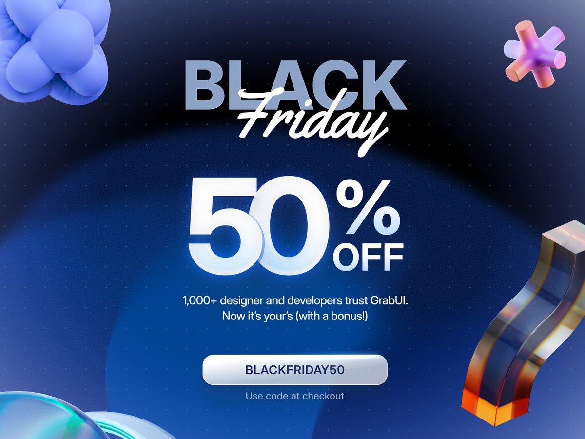 getframeplate's tweet image. 🎉 @GrabuiLibrary Black Friday Deal

@framer website templates that stand out and grow your business.

50% OFF with code BLACKFRIDAY50
👉 frameplate.co/deals/black-fr…
