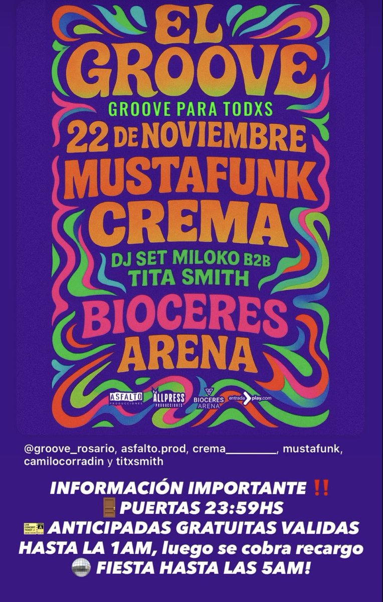 Yendo a Rosario!
Hoy 00hs puertas
Hasta la 1 con tu entrada es gratis
Luego recargo. No duerman