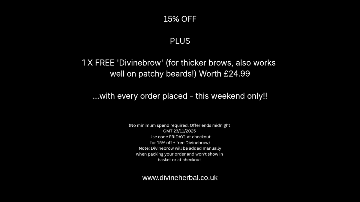 Divine_Hair_Oil's tweet photo. The UK's first 100% chemical-free hair loss solution. Since 2010.
Sold in over 130 salons & pharmacies
Limited time offer: free 'Divinebrow' with every order placed this weekend!
#blackfriday #discountcode #hairloss #HairCare #browserum #freewithpurchase #divineherbal https://t.co/kAKdXbivOQ