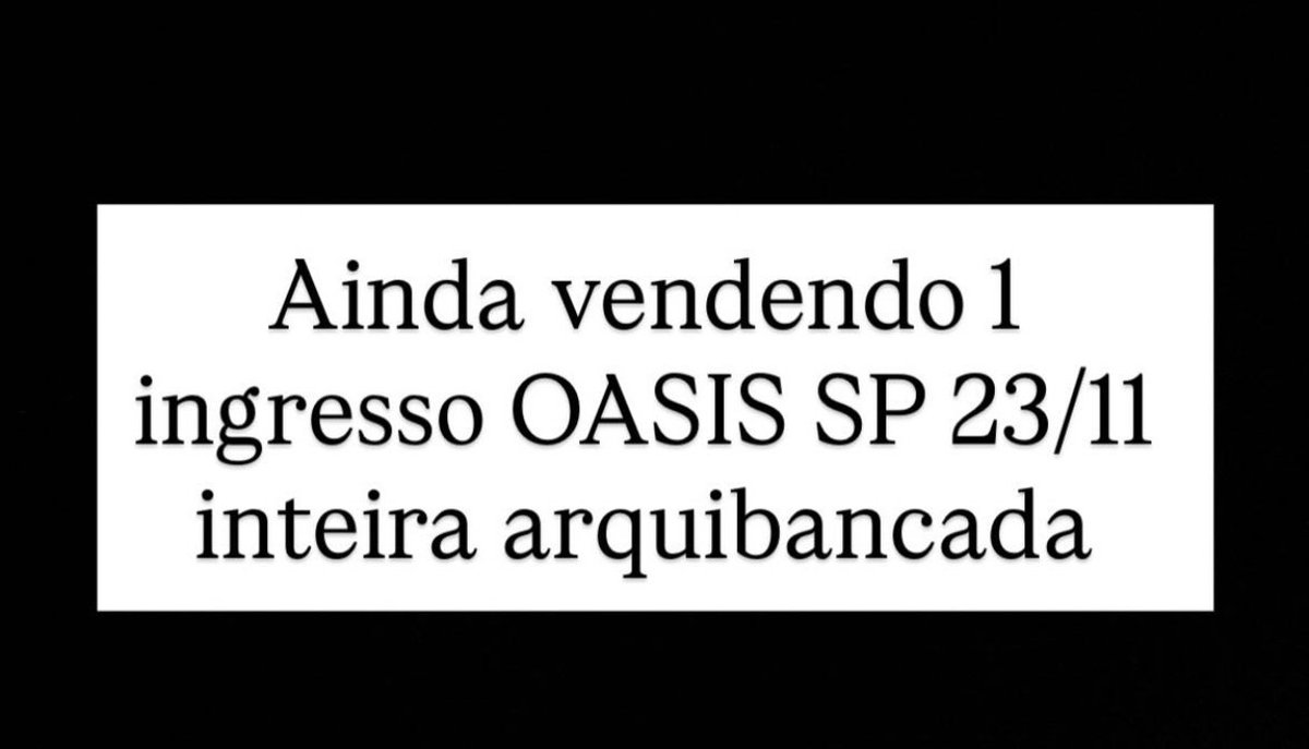 Vendo 1 ingresso inteira OASIS - SP 23/11

Arquibancada