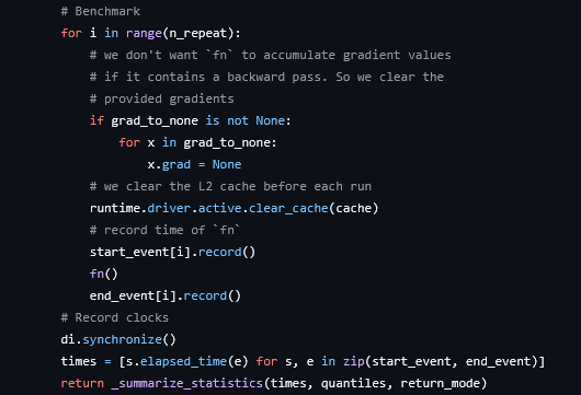 tenderizzation's tweet photo. btw, I think BackendBench just uses triton's do_bench function, which uses a very similar timing mechanism to the one exploited here and wouldn't be robust to the same side-stream shenanigans https://t.co/vCL9Ef52Uo