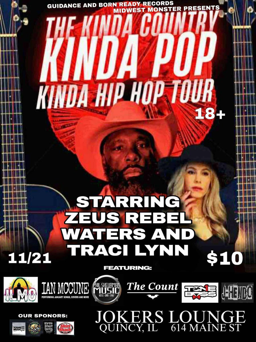 tonedaboss's tweet image. Tonight I’m performing at at a Kinda Country, Kinda Pop, Kinda Hip Hop show for the first time ever in Quincy Illinois! I brought my boys Tevin Jones and Silence with me and we gone do all the GENRES!!!!