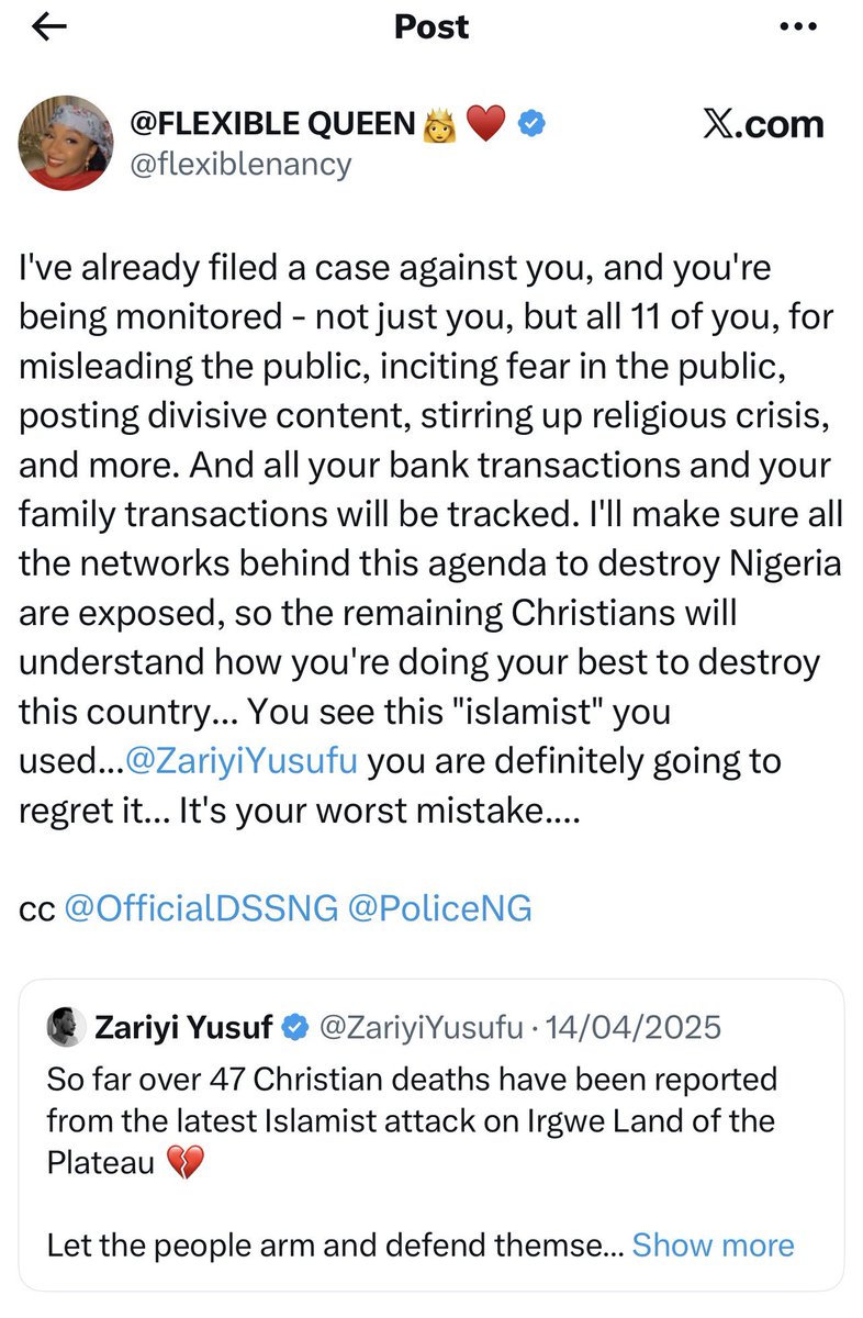 Share guys....

These guys are  taking this thing far 

Whoever knows the identity of this lady that made a post about my brother <a href="/ZariyiYusufu/">Zariyi Yusuf</a> and his family being monitored, along with about 11 others, should kindly let us know.
Someone loosened the complete nuts of one of the