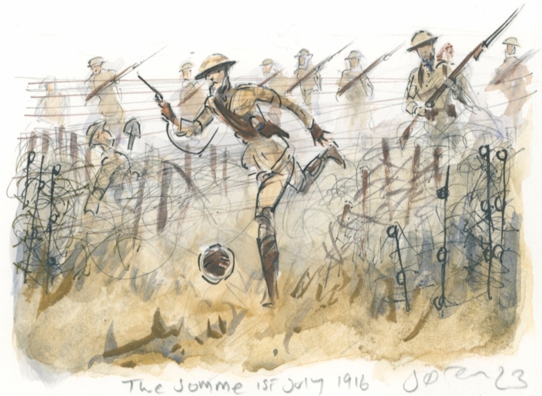 NJanagill's tweet image. #flandersfields #Ypres
#pen&amp;amp;ink #watercolour
#illustrationart #comicart #somme #football 
#dadsarmy #history 
art &amp;amp; illustrations direct from a artist that has previously exhibited at the Royal Academy ebay.co.uk/itm/3646127330…