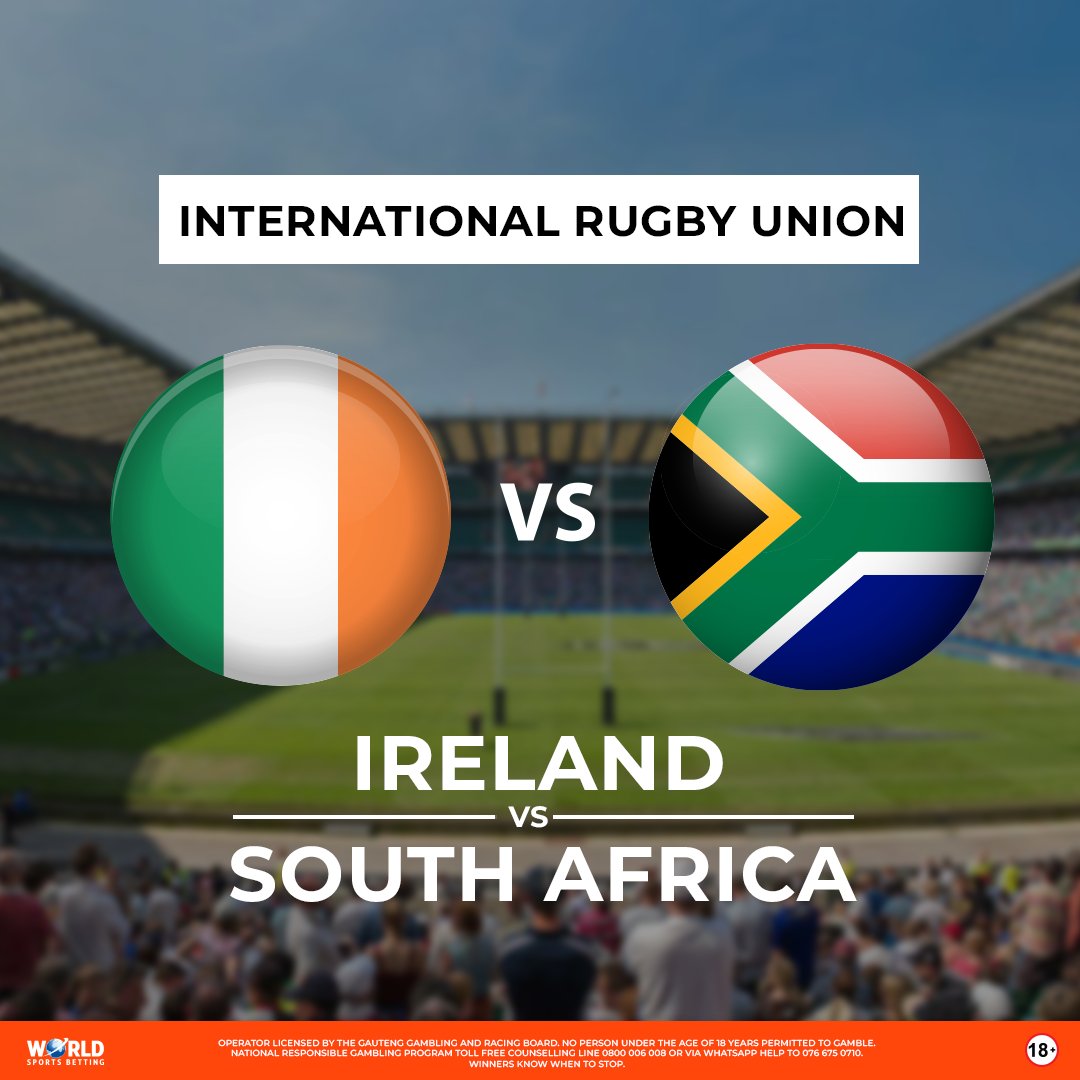 WorldSportsBet's tweet photo. ๐ฎ๐ช Ireland vs South Africa ๐ฟ๐ฆ
This clash has become one of rugbyโs fiercest modern rivalries โ and itโs time for the Bokke to reclaim Irish soil!
#BackTheBoks and explore hundreds of markets now: https://t.co/rC3Bb4dUFt
#BetWithTheBest https://t.co/pf2hKzqZ4k