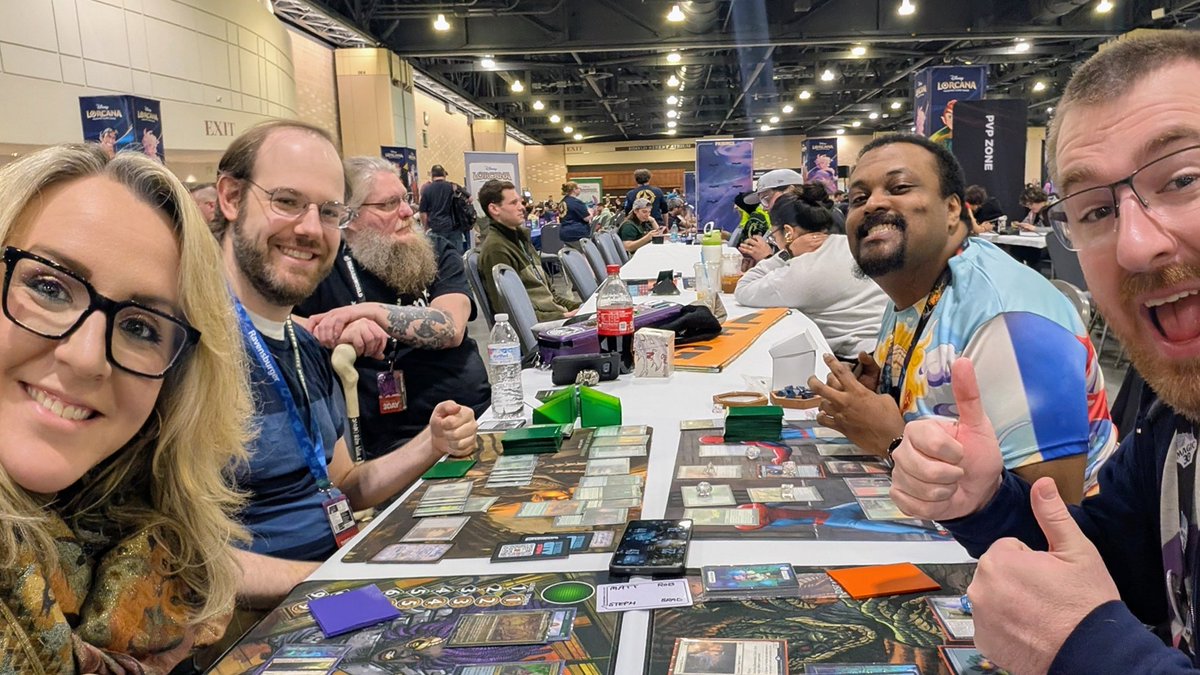 We're gaming with Matt and Rob this morning! This was Rob's seventh ever game of Magic (he's keeping track). He got into the game with the Spider-man set!

This has been a fun game so far. Great way to start the day. 💖

(+ <a href="/FluffytheNecro1/">Fluffy the Necromancer is going to PaxU!</a> cameo)

#PAXU