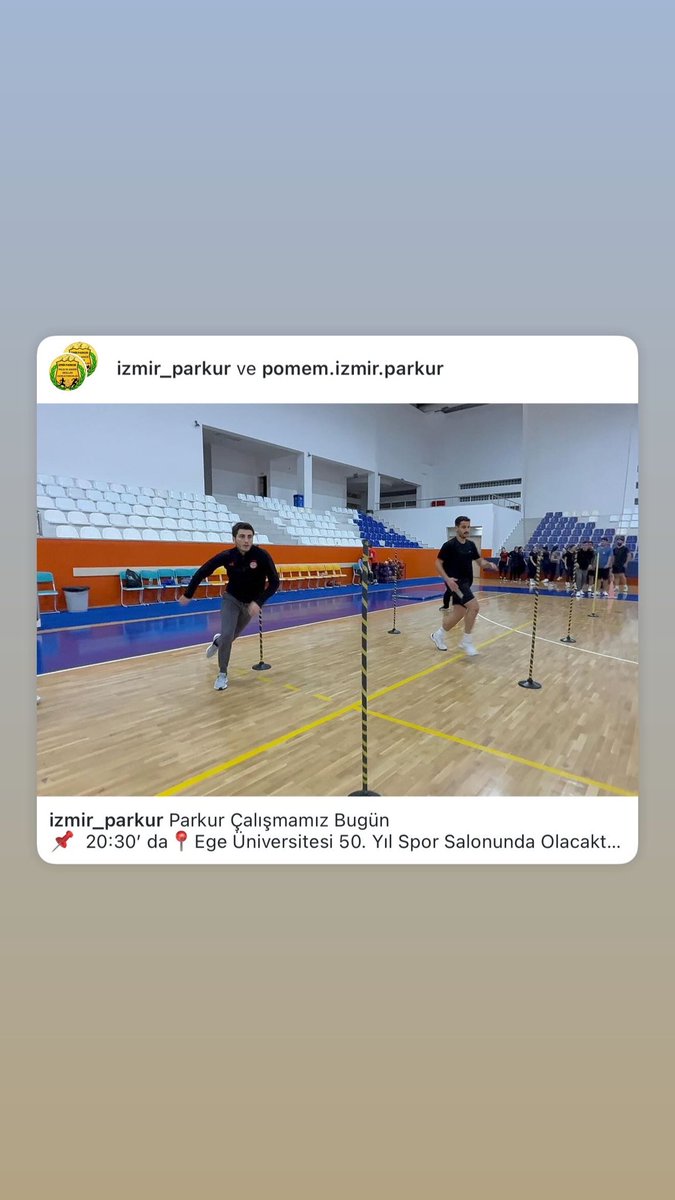 izmirparkur's tweet image. Pomem Parkur Çalışmamız Bugün
 📌 20:30’da Ege Üniversitesi 50. Yıl Kapalı Spor Salonunda Olacaktır 💪

#Pomem #Pmyo #Parkur #izmir  #Pomemparkur #izmirpomemparkur
#izmirpmyoparkur #izmirparkur  izmirparkur.com