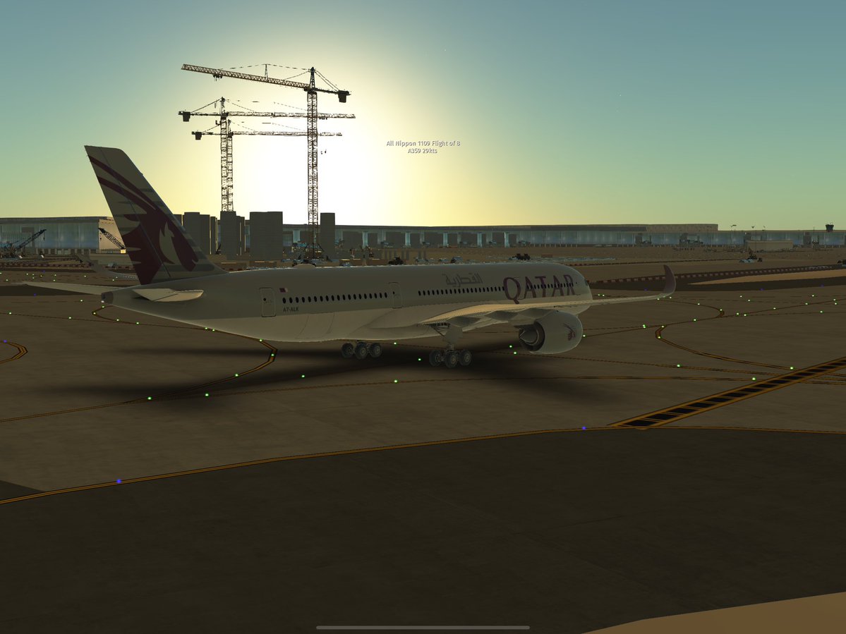 ✈️InfiniteFlight✈️

🇧🇪BRU-🇶🇦DOH
A350-900(QATAR)

離陸後の飛行時間は5時間45分.巡航高度41,000ft、気流はかなり安定していた。

ドーハ空港にはJALのB787-9がいた。
写真4枚目、25.2になったら空のグラデーションがより美しくなるんだろうな。

QRのパジャマ家で2週間着たらズボンが破れた。
やぐい