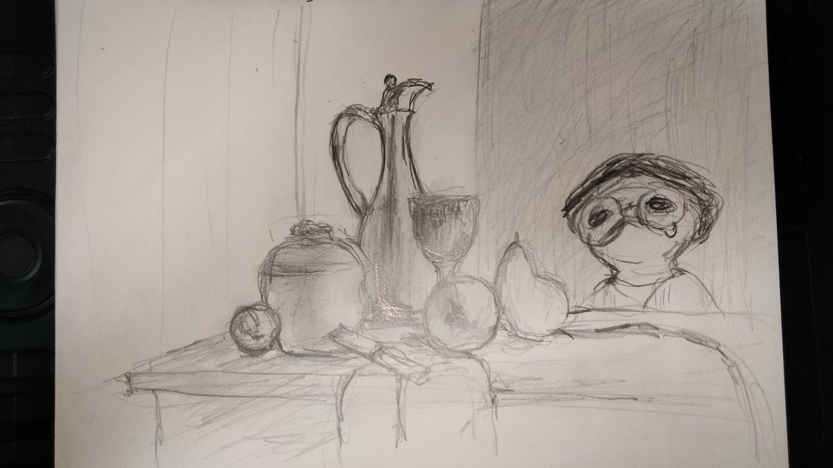 jyunpuku's tweet image. 久しぶり苦手な静物スケッチ
丁寧にアドバイス頂けて材質とか液体の
苦手な部分が分かってよかった～
皆の絵も同時に見られるから楽しい
ストレッチのつもりがガチ筋トレになって
心地よい疲労感がありました…ありがとうございました！
#アート好き集会