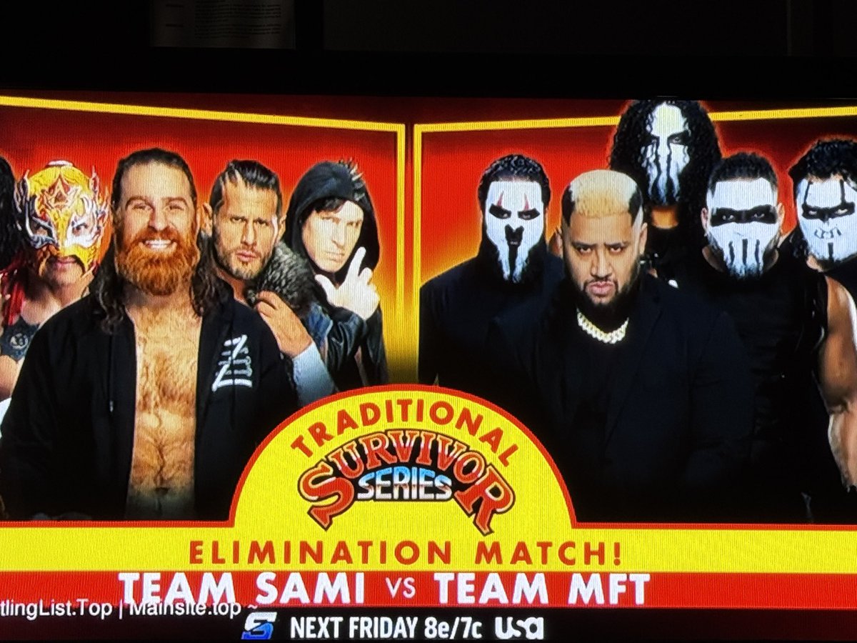 tonedaboss's tweet image. Just looking at the picture alone I can’t see Sami’s “2025 League of Nations” beating the scary ass lookin MFT’s. I love Sami but bro yall look approachable while if you see the MFTs anywhere you turn the other way immediately 😬 #WWE #Smackdown