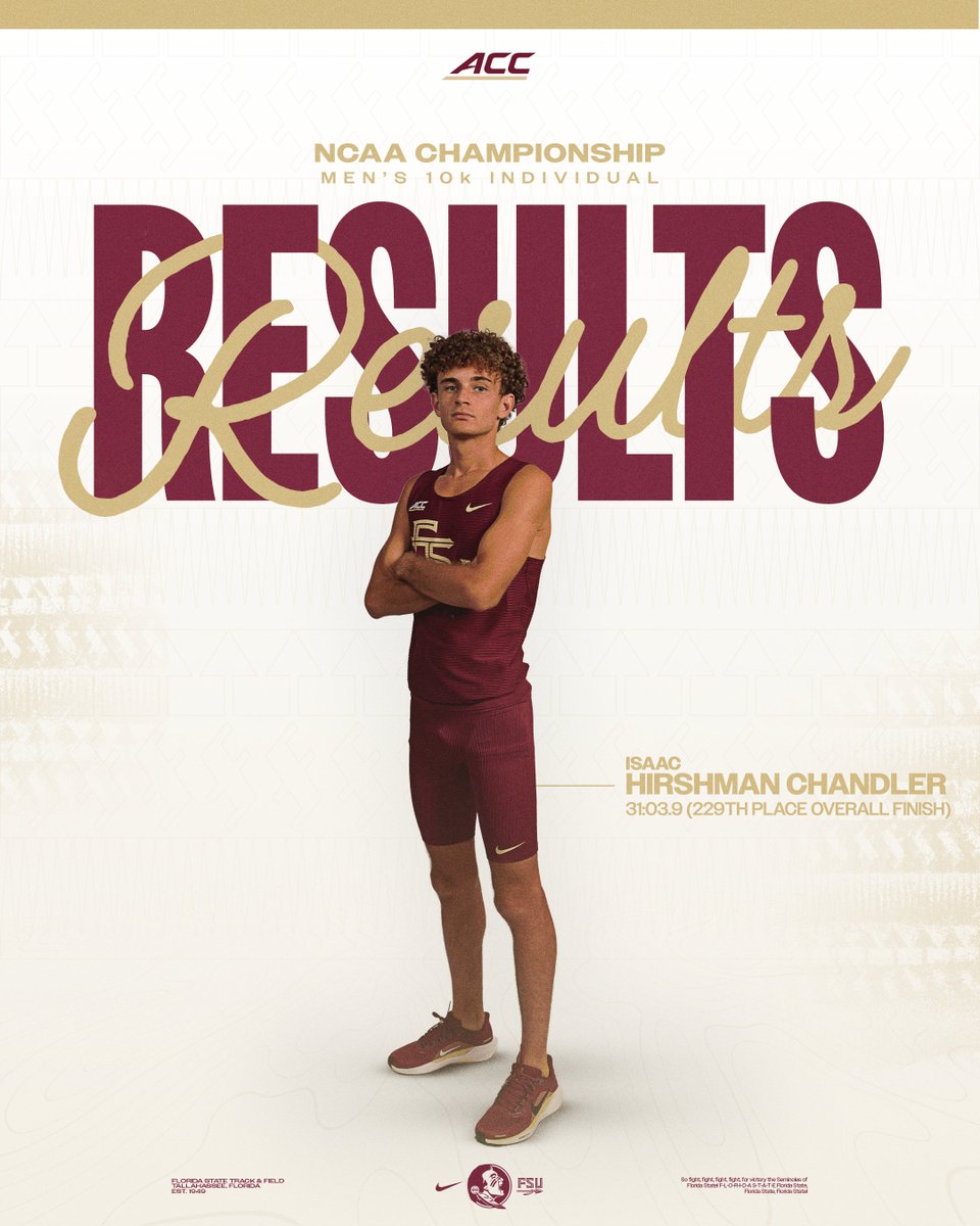 FSU_Track's tweet image. Results for Isaac Hirshman Chandler in the men&apos;s 10k!

  #NoleFamily | #OneTribe