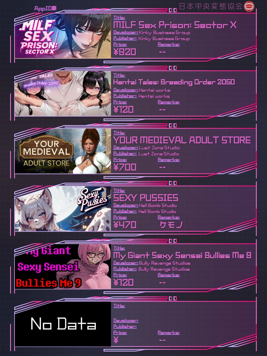 ＜本日 #Steam Hentaiゲー 新作リリース＞